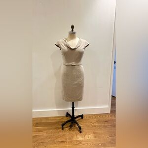 Light tan Calvin Klein Cap Sleeve Cowl Neck
Belted MIDI Dress sz 6